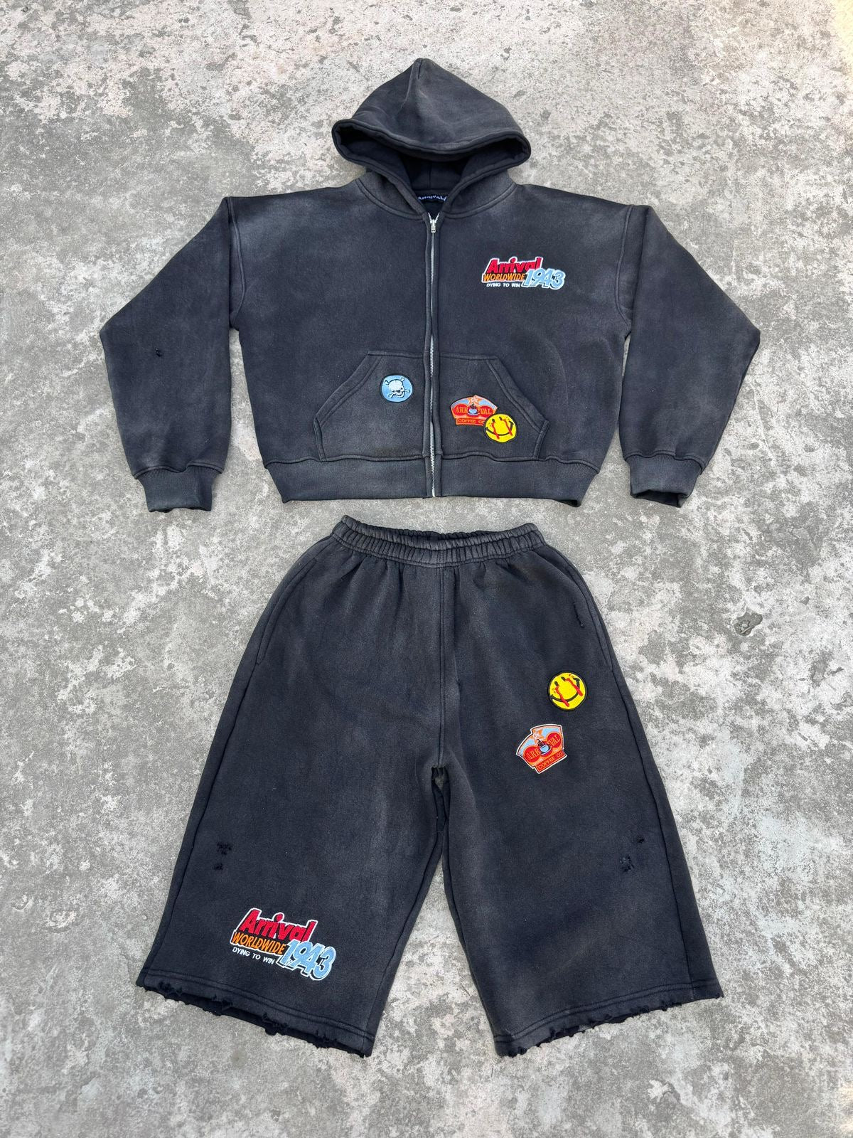 PATCHWORK DESTROYED SET (HOODIE + JORTS)