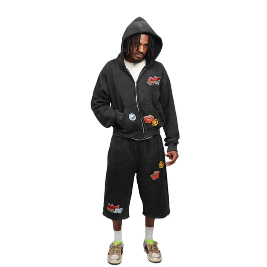 PATCHWORK DESTROYED SET (HOODIE + JORTS)
