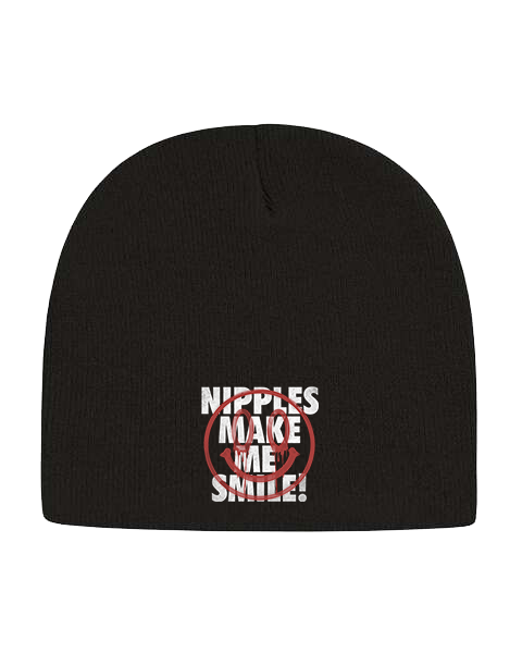 NIPPLES MAKE ME SMILE BEANIE (BLACK)