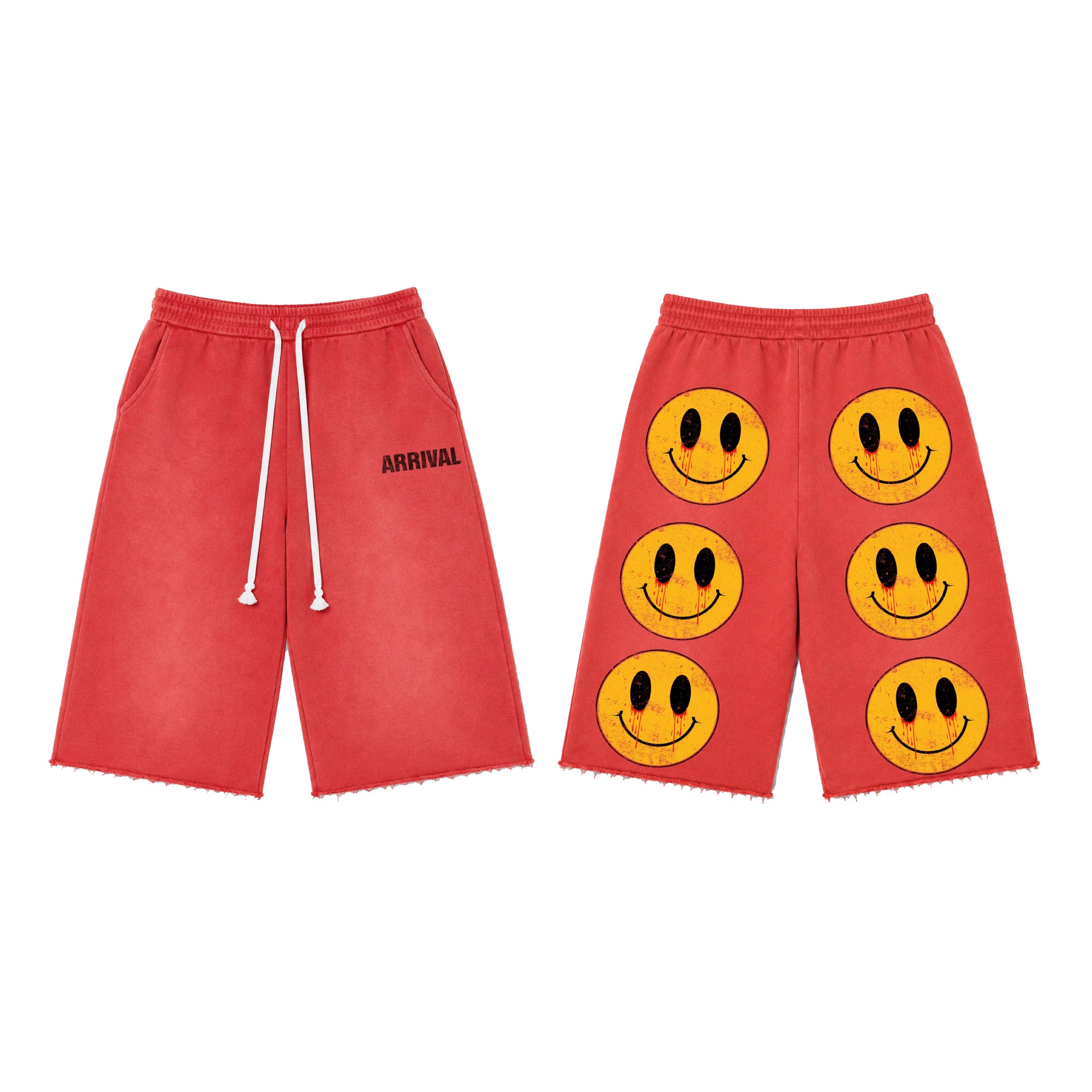 SMILEY 3 QUARTER SHORTS (RED) – Arrival Worldwide