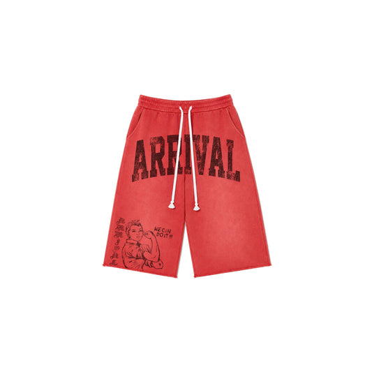 UNIVERSITY 3 QUARTER SHORTS (RED)