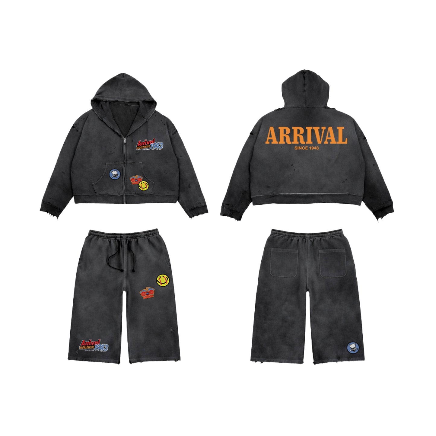 PATCHWORK DESTROYED SET (HOODIE + JORTS)