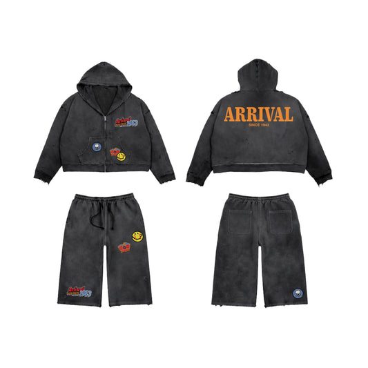 PATCHWORK DESTROYED SET (HOODIE + JORTS)